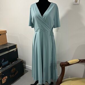 H&M Soft Blue Midi Wrap Dress